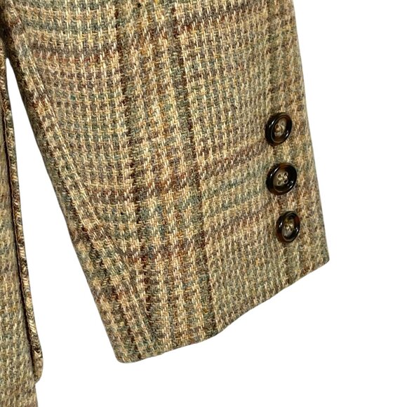 Vintage Wool Blazer Camel Plaid 1970s–80s ILGWU – Made in USA, Womens 8 / Medium - Picture 8 of 12